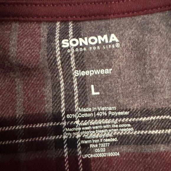 SONOMA MENS 2 PIECE PAJAMA SET RED GRAY PLAID NEW LARGE - Picture 6 of 13